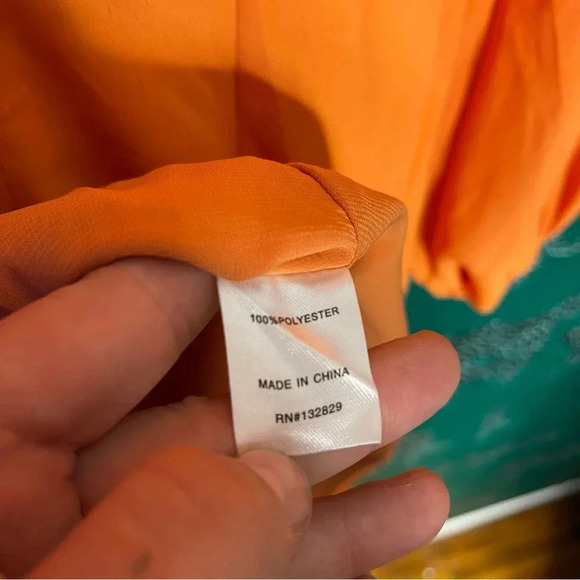 NWT Superdown Orange Selene Wrap Dress V-Neck Long Sleeves Front Tie Size XS - Picture 10 of 10
